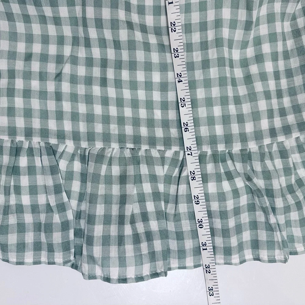 NWT Thirty/Thirty LA Green & White Gingham Dress, Babydoll Mini Dress, Medium - Picture 11 of 15